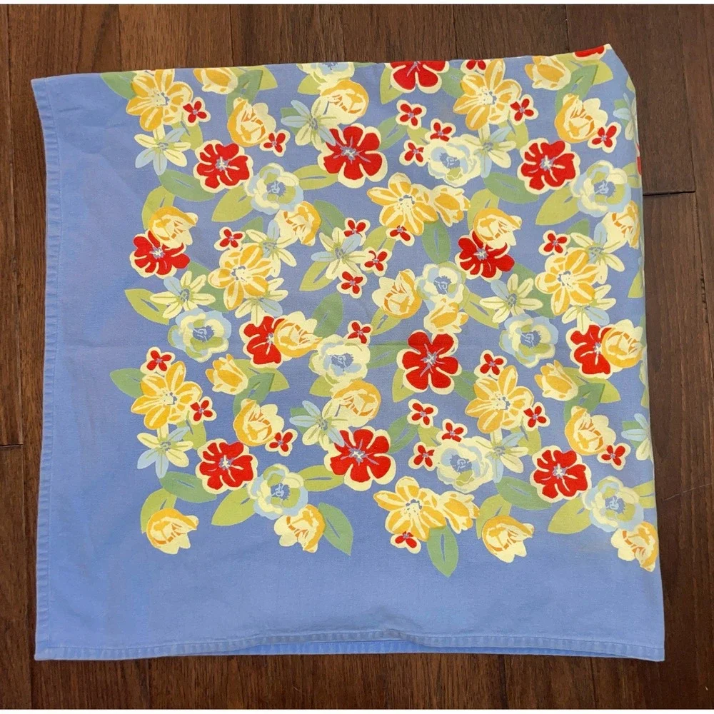 XOCHI Tablecloth Blue Floral Colorful 100% Cotton 50